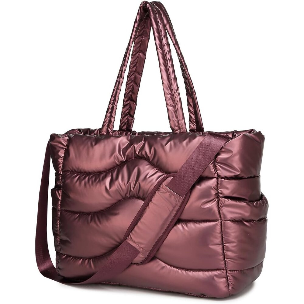 Quilted Puffer Tote Bag for Women- Stylish Multi-Way Carrying Shoulder Bag with